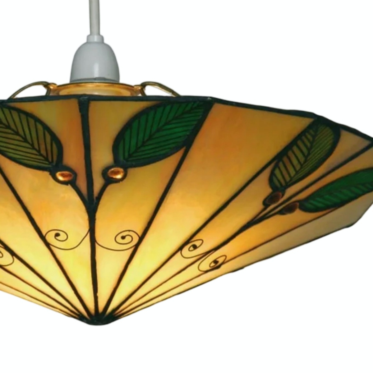 TF Harken Tiffany Stained Glass Pendant Lamp - Leaf Design for Bedroom T644