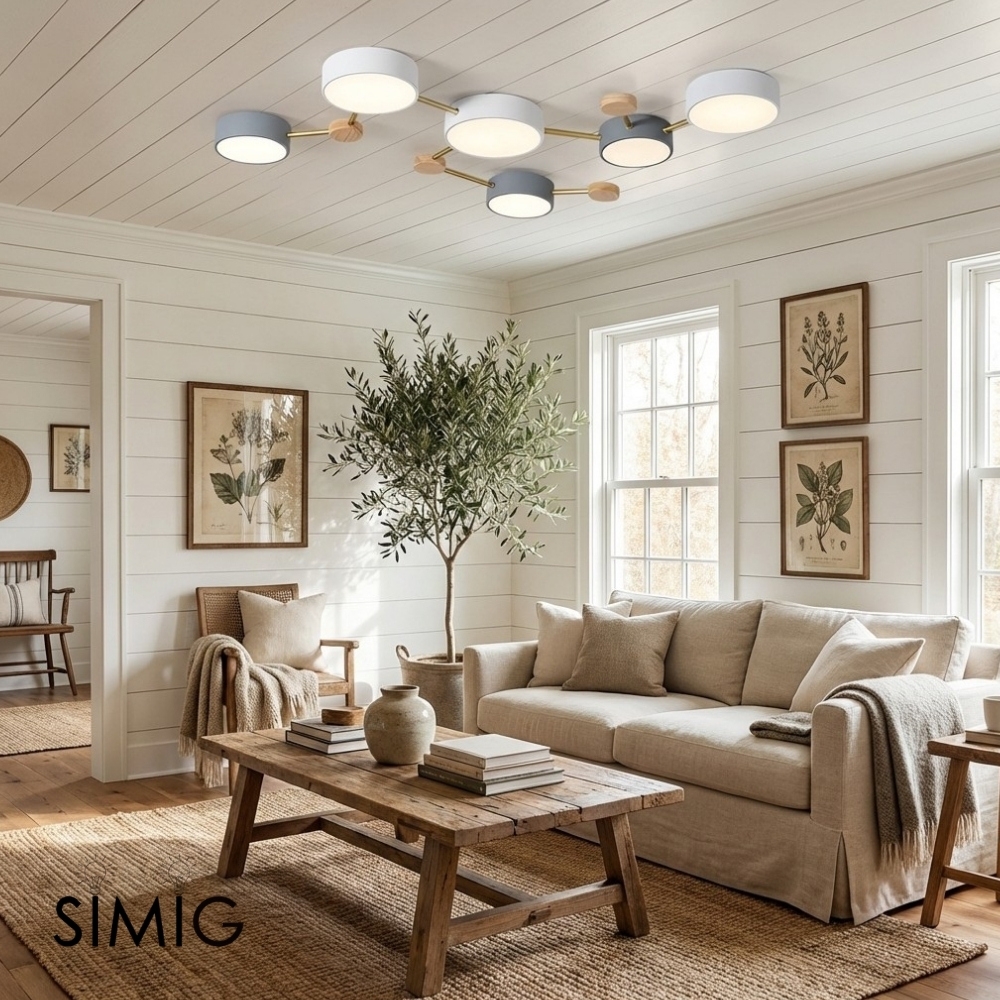 Contemporary LED Ceiling Lamp - Nordic Circle with Wood Branches for Bedroom S382