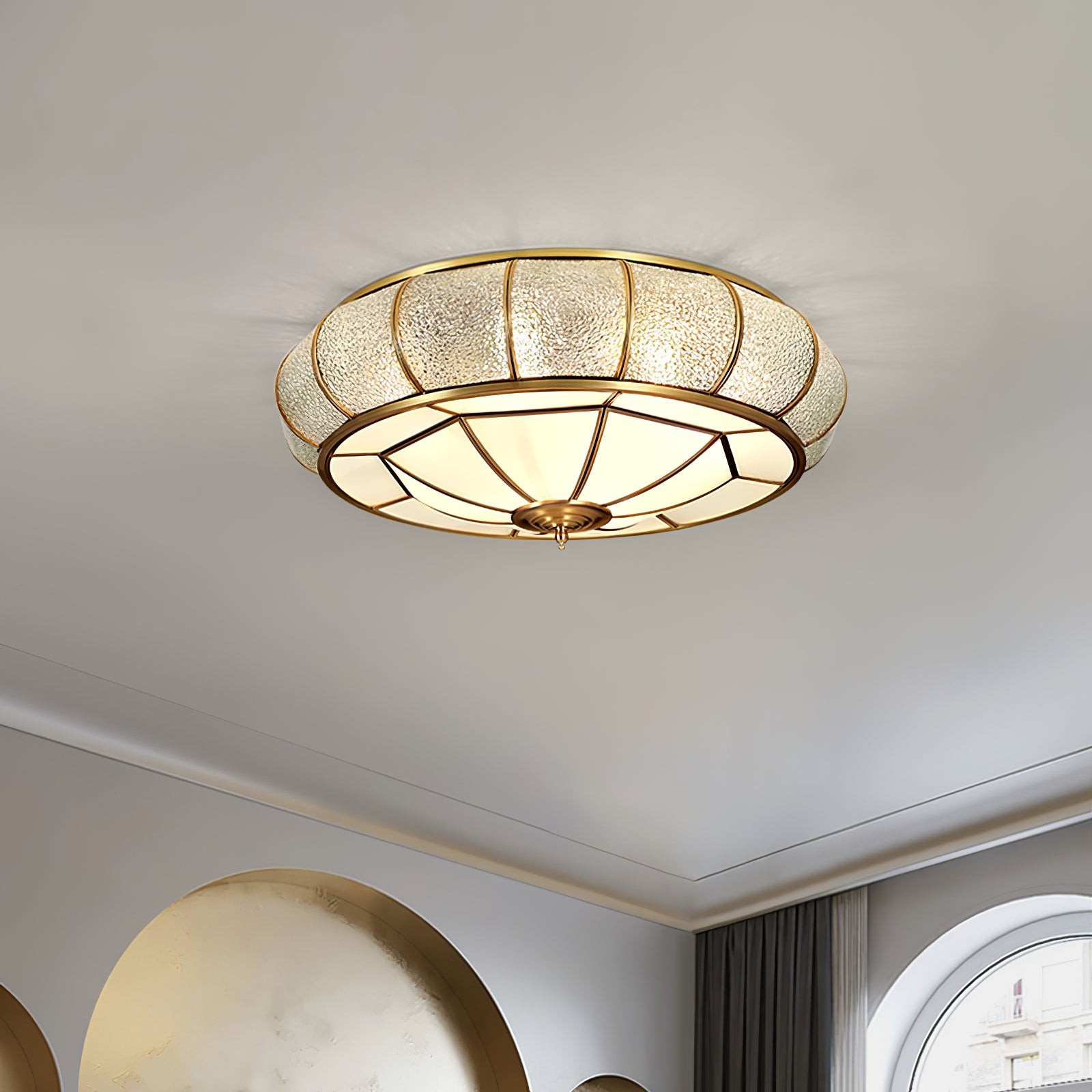 Round Textured Glass Ceiling Light M416