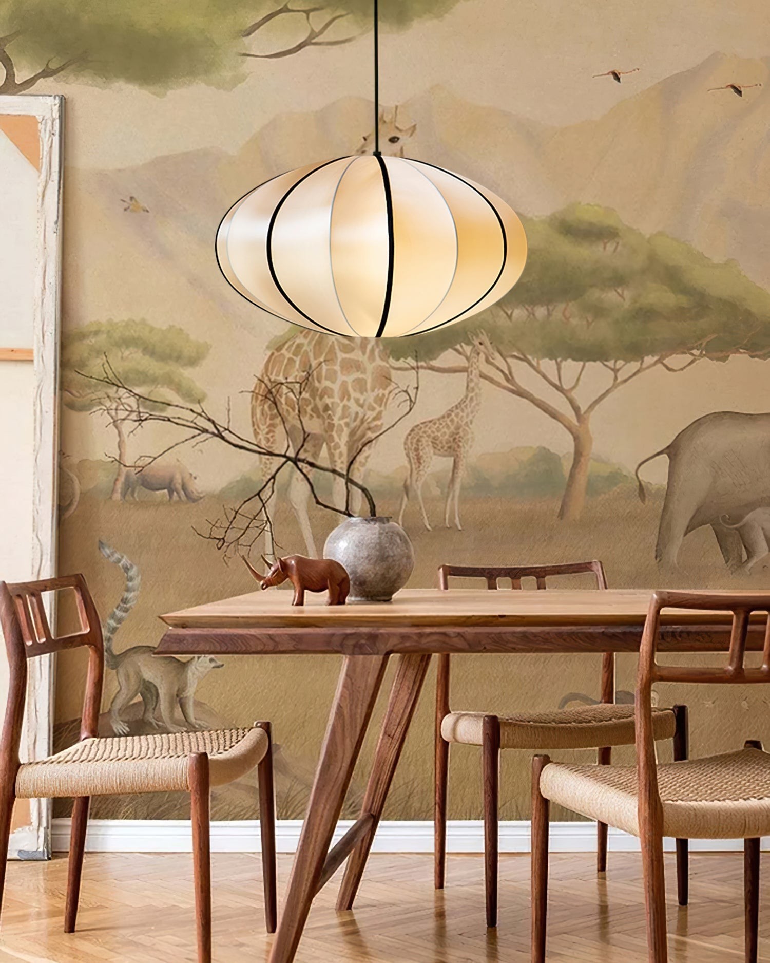 Vintage Silk Lantern Pendant Lamp M473