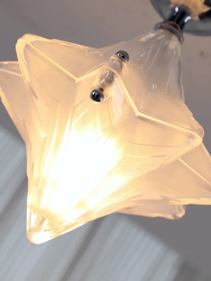 Art Deco Star Ceiling Lamp - Frosted Glass Fixture for Hallway & Entryway - Astris Ceres T435