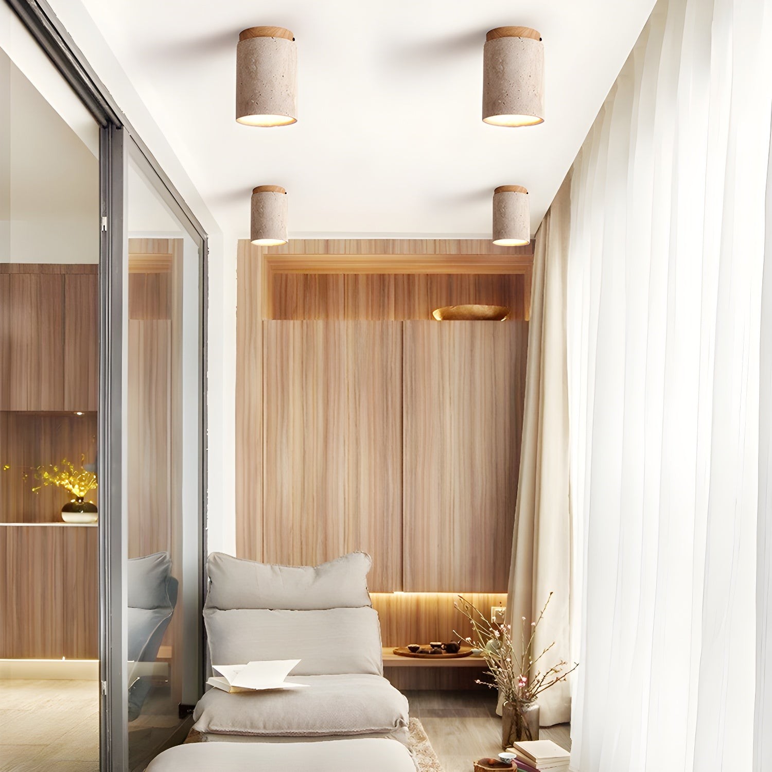 Marble Travertine Column Ceiling Lamp M405