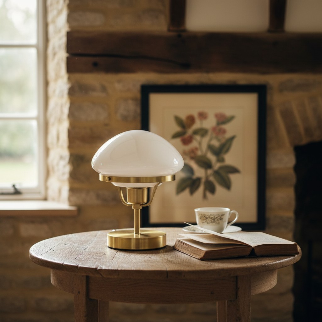 Ornato Luxe Modern Brass or Black Table Lamp - Eggshell Frosted Glass Fixture T358