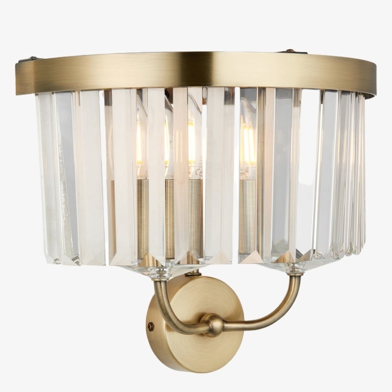 Beveline Faceted Clear Cut Glass Wall Light - Classic Metal Sconce for Hallway and Living Room T886