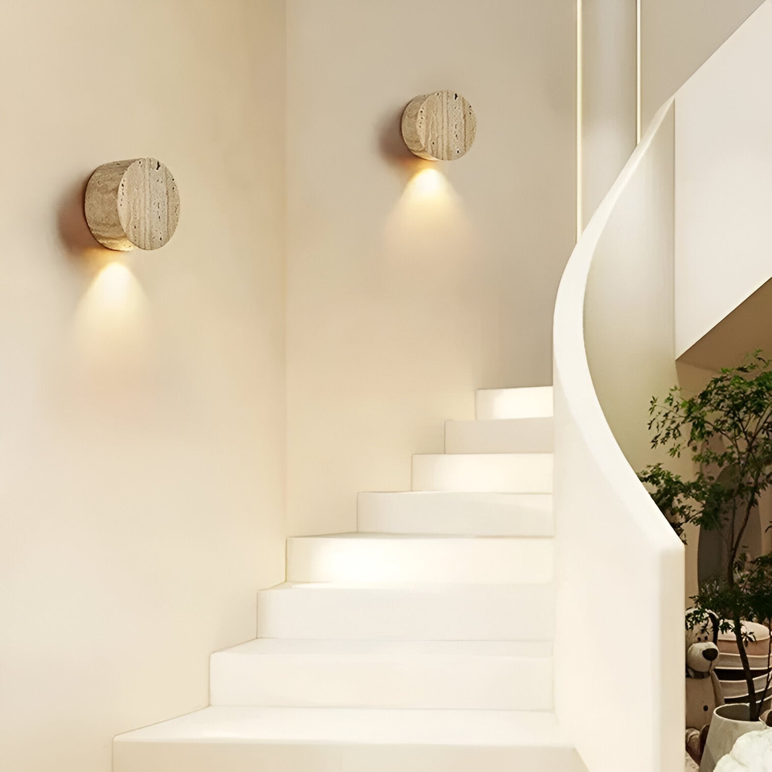 Japanese Wabi Sabi Natural Travertine Stone Wall Light T2102