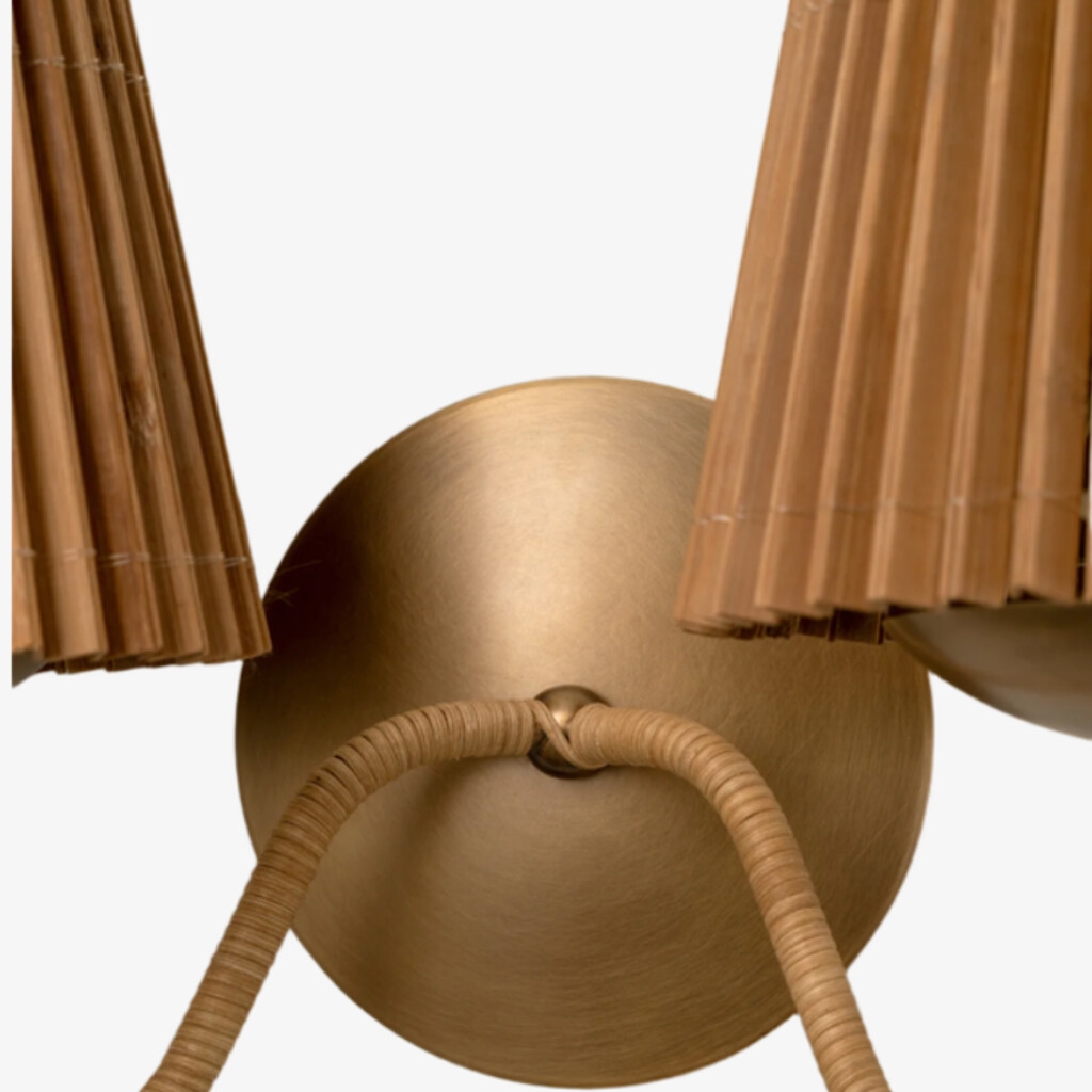 Zhoove Bamboo Wall Lamp - Pleated Natural Shade Design for Living Room or Bedroom T733