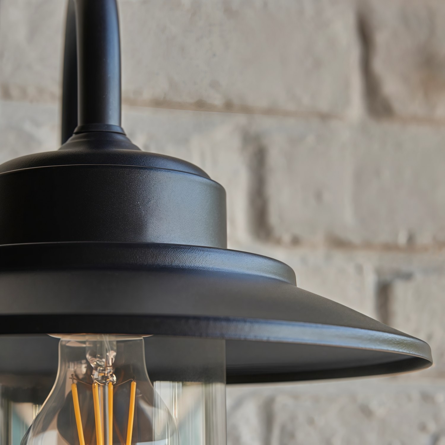 Trevanta Arched Arm Design Wall Light - Black Painted Sensor Lantern Style for Small Spaces T900