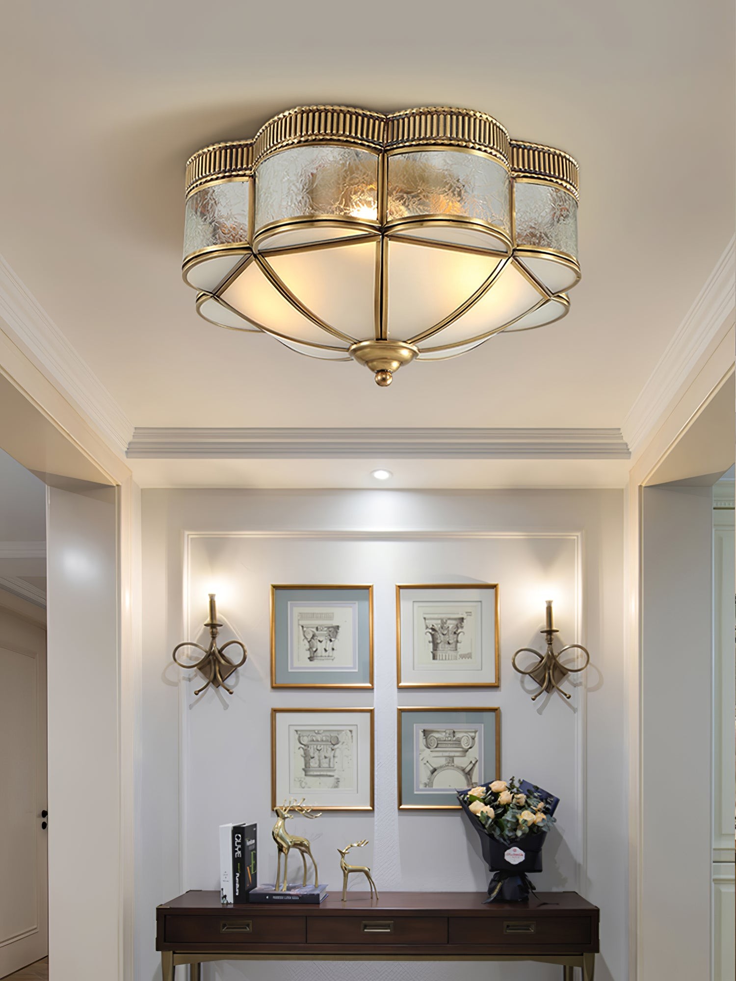 Brass Domed Flush Ceiling Lamp M470