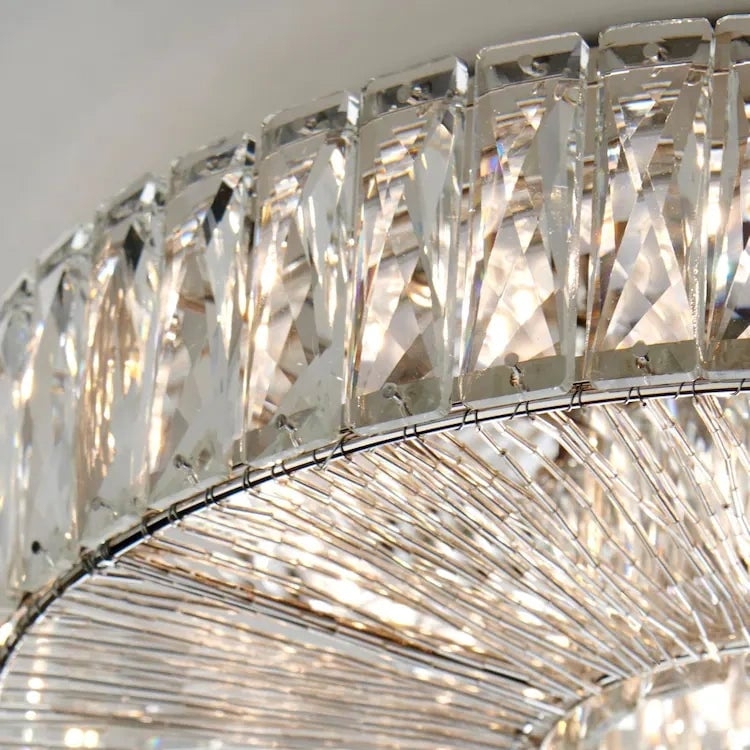 Glomar Glass Round Flush Ceiling Light - Modern Metal Glass Finish Living Areas T542