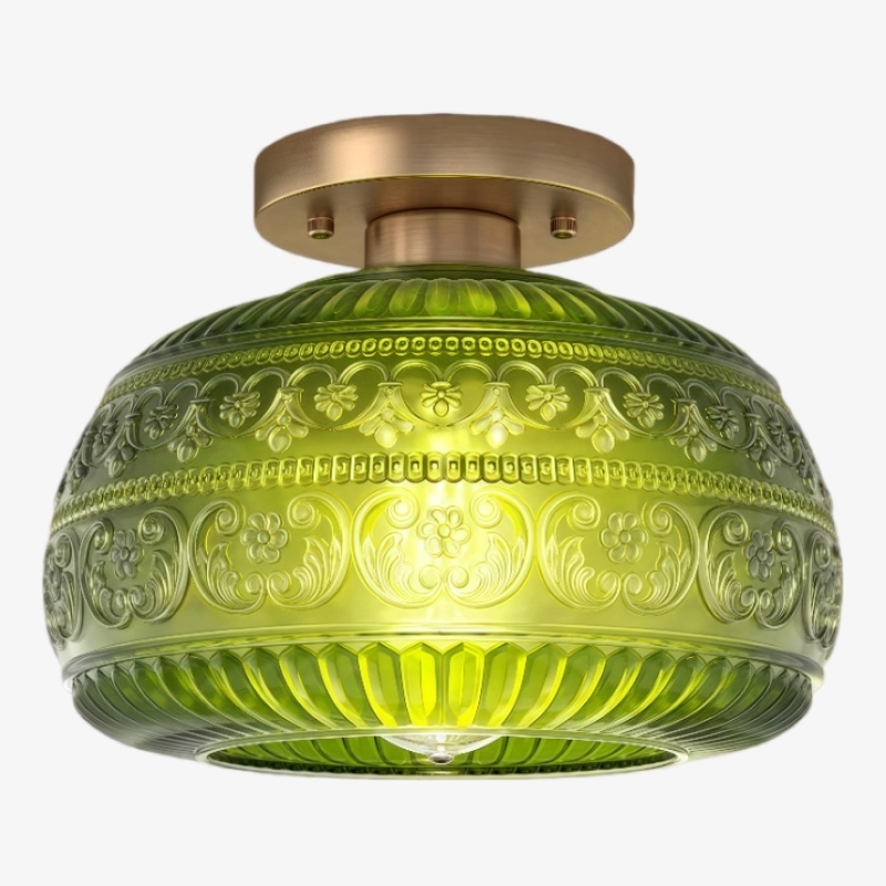 Lurex Engraved Textured Glass Flush Mount - Classic Entryway Decorative Light U21