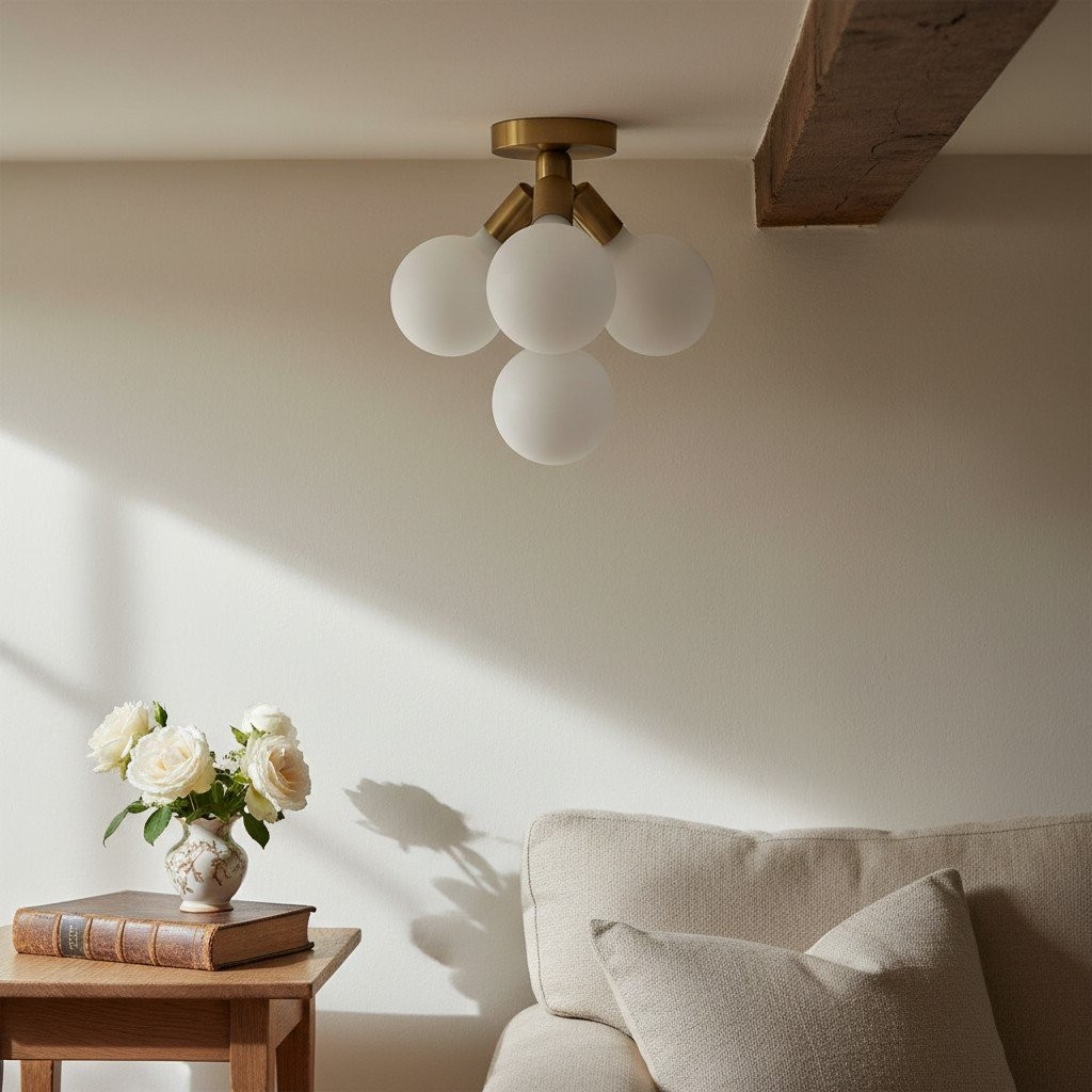 Glorica Glass Flush Mount Light - Globe Ceiling Fixture Modern T386