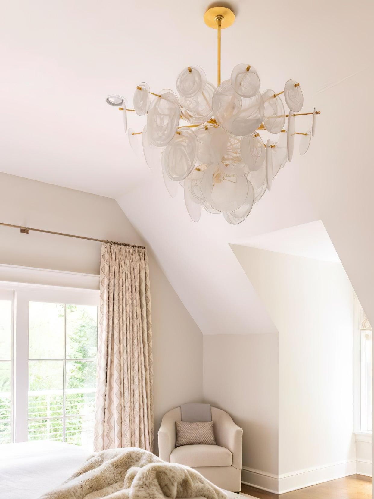 Brass Discs Cascading Chandelier M471