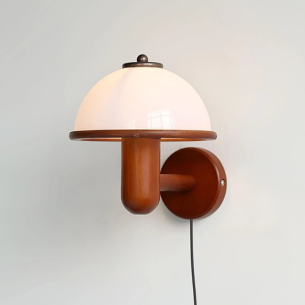 Bedside Mushroom Wood Wall Lamp S164
