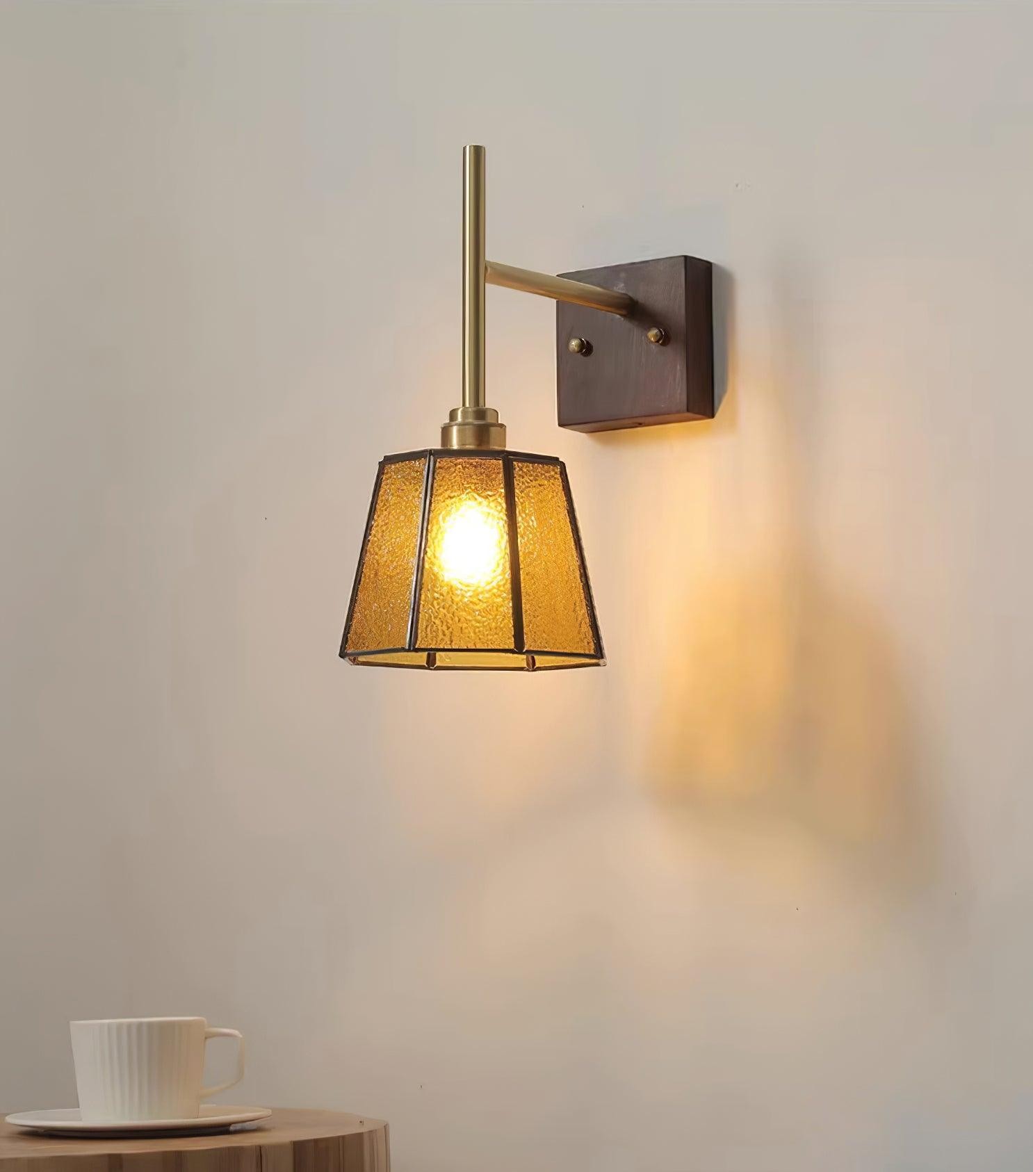 Vintage Brass Walnut Wall Lamp M207