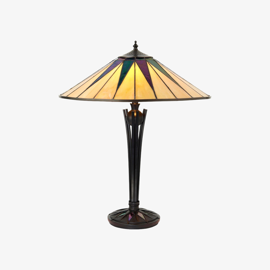TF Dark Star Tiffany Style Geometric Shade Table Lamp for Bedroom and Accent Lighting T975