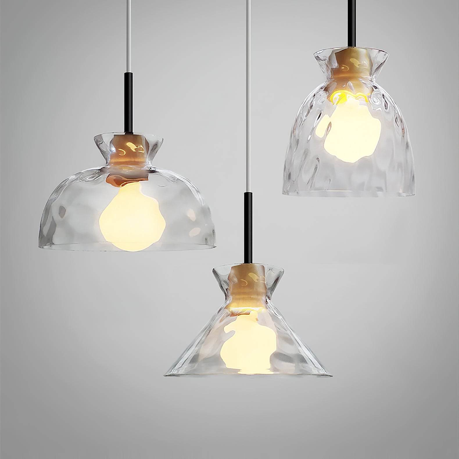 Modern Water Ripple Transparent Glass Pendant Lamp M16