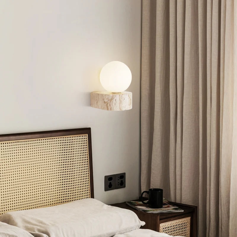 Travertine Hemisphere Wall Sconce T2110