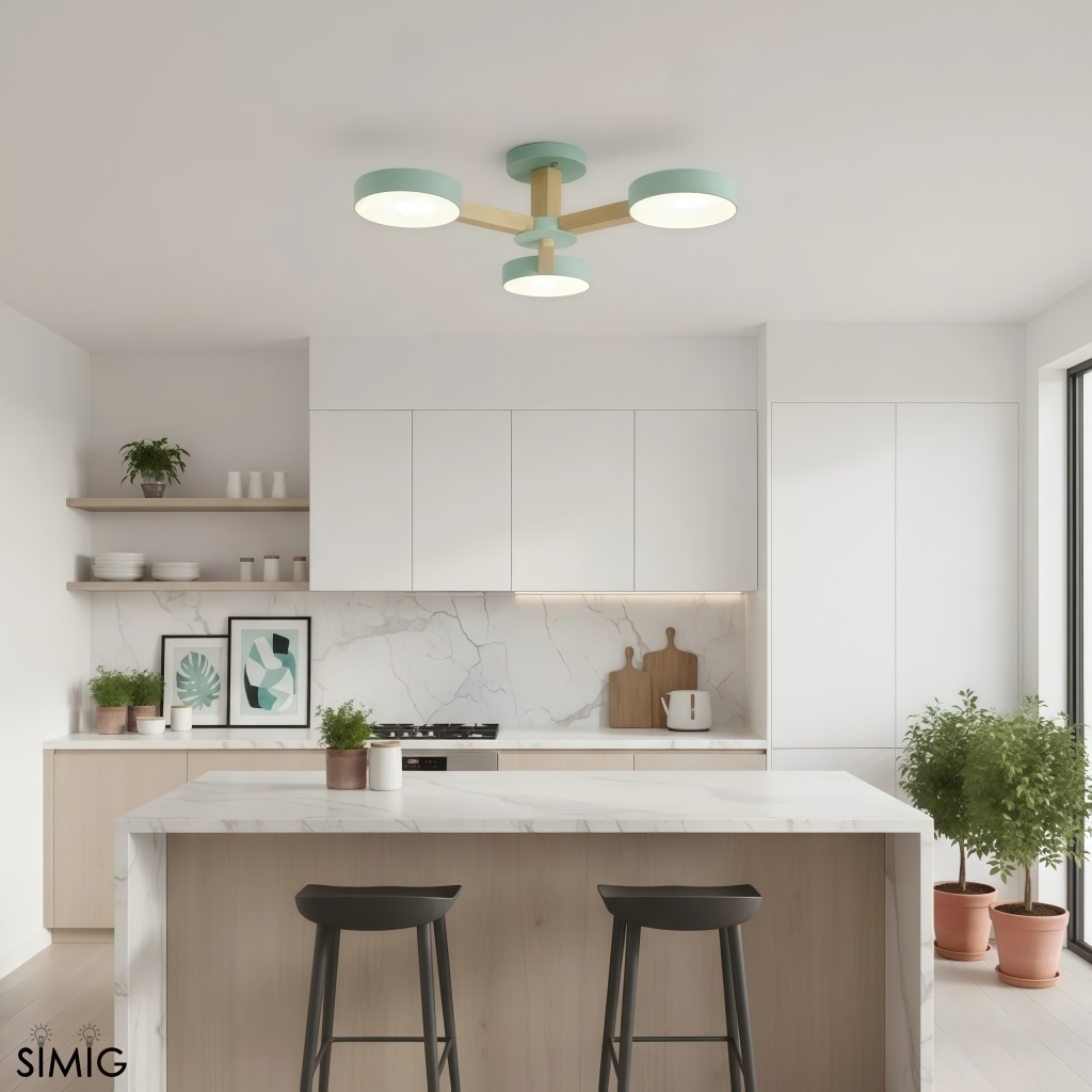 Elegant Wood Branch Ceiling Lamp - LED Disc Chandelier for Living Room or Bedroom S388