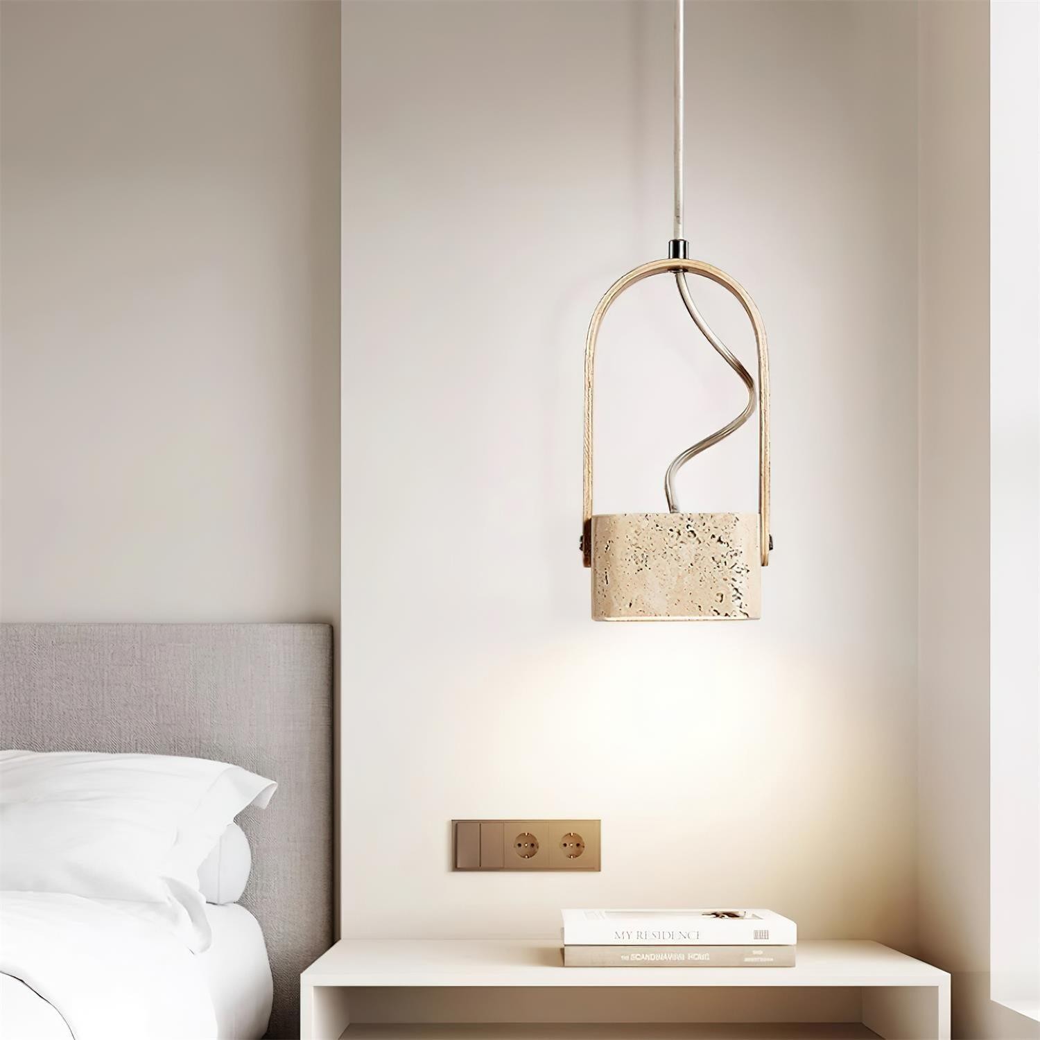 Geometric Yellow Travertine Pendant Lamp M267