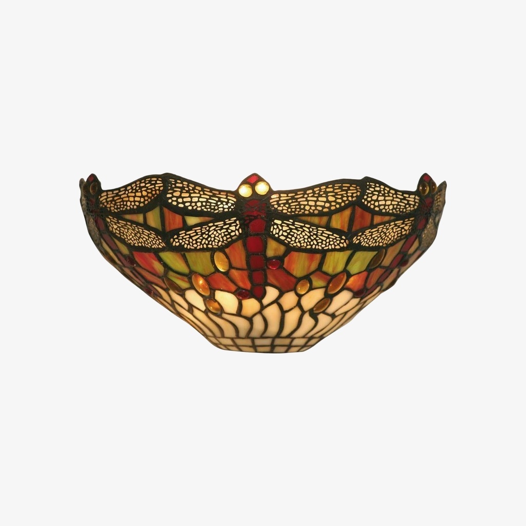 TF Dragonfly Pattern Wall light - Classic Hand-Cut Stained-Glass for Hallways & Bedrooms T923