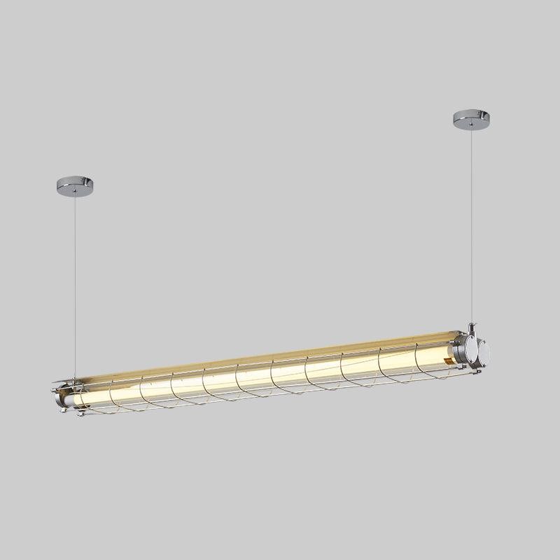 Glass Linearity Chandelier Artisan Clear Cast Iron Metal Sleek Sparkling T020