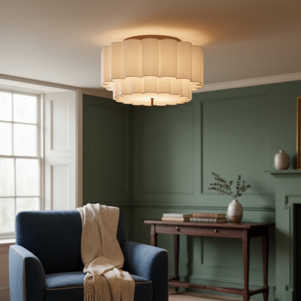 Linbron Scalloped Silhouette Ceiling Light – Flush Mount for Living Room T479
