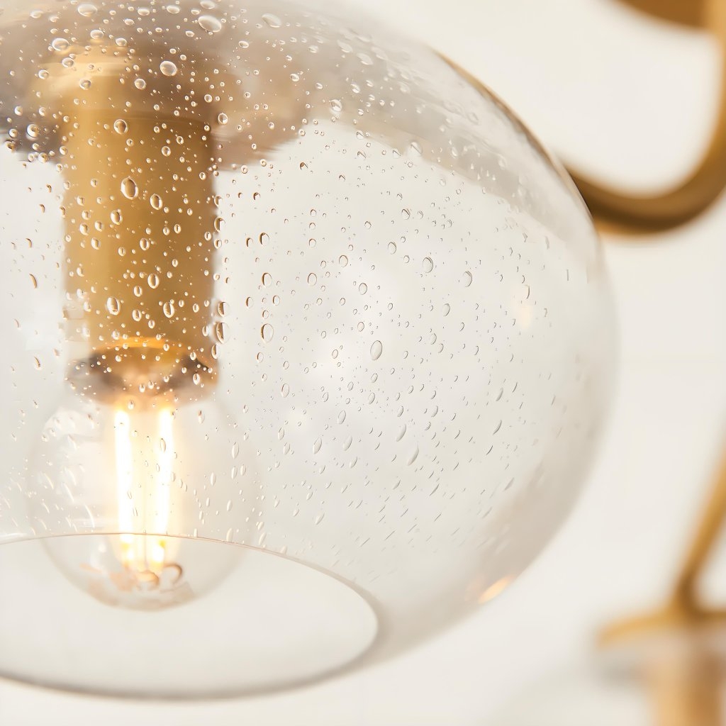 Bublaris Bubble-Glass Semi-Flush Ceiling Light - Curved Brass Arms for Living Room or Hallway T959