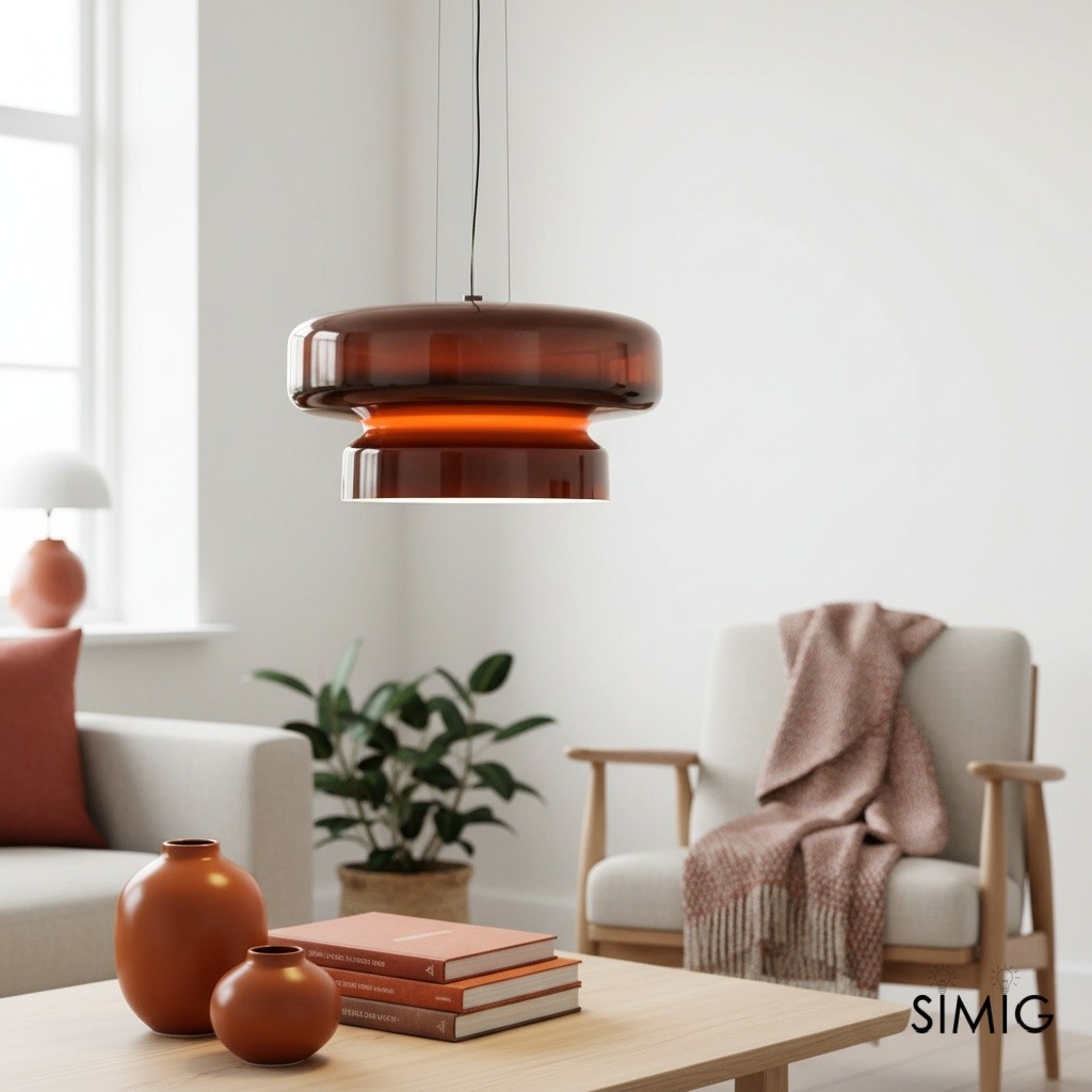 Minimalist Pendant Light - Bohemian Glass and Metal for Dining Room M388