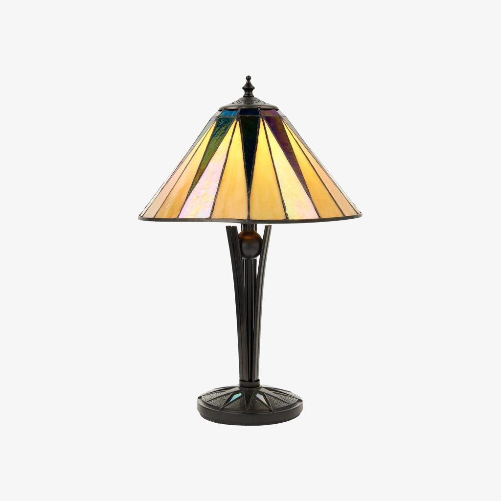 TF Dark Star Tiffany Style Geometric Shade Table Lamp for Bedroom and Accent Lighting T975