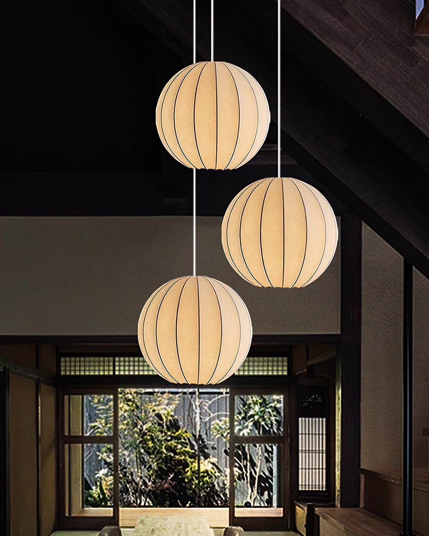 Creative Japanese Minimalist Silk Pendant Lamp For Restaurant M357