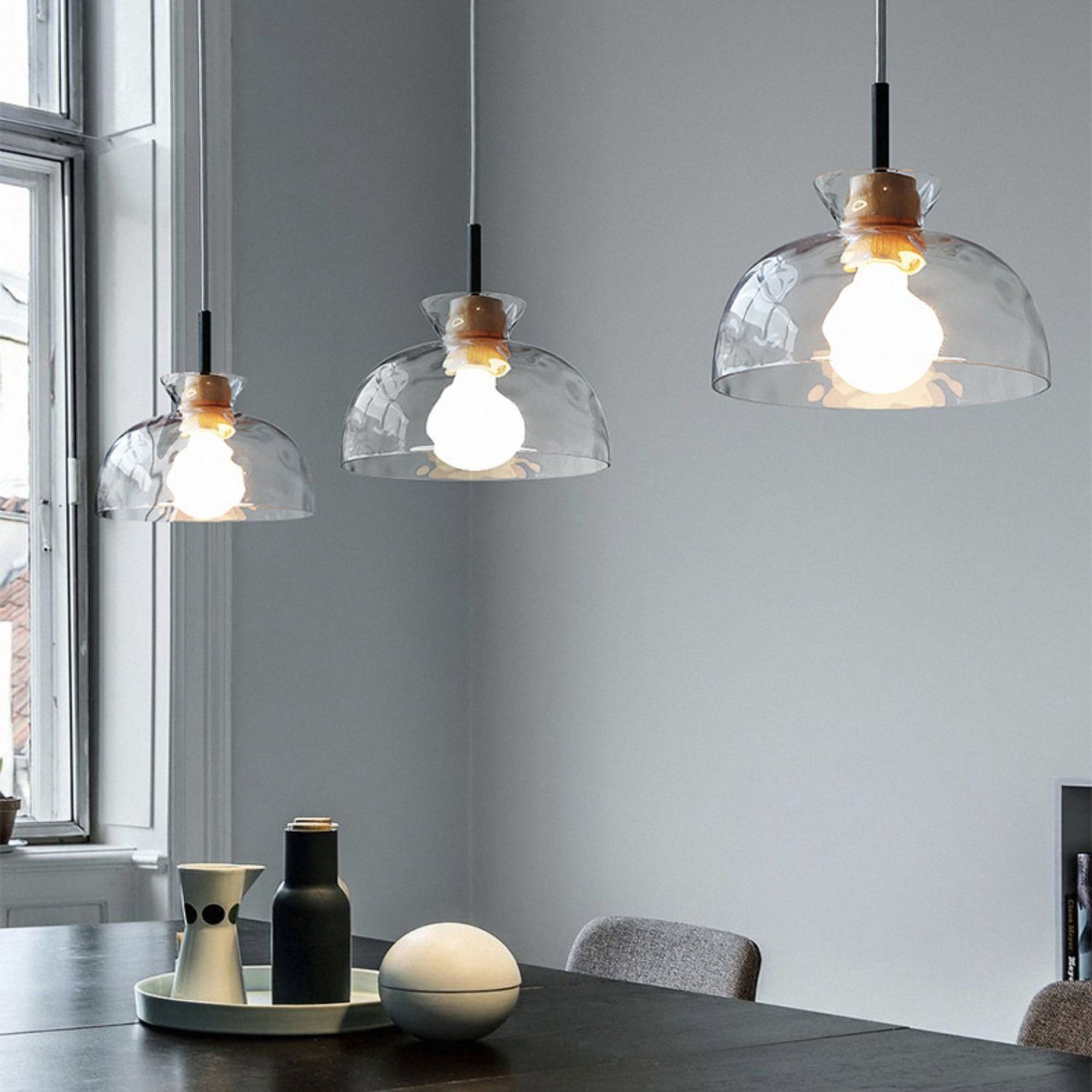 Modern Water Ripple Transparent Glass Pendant Lamp M16