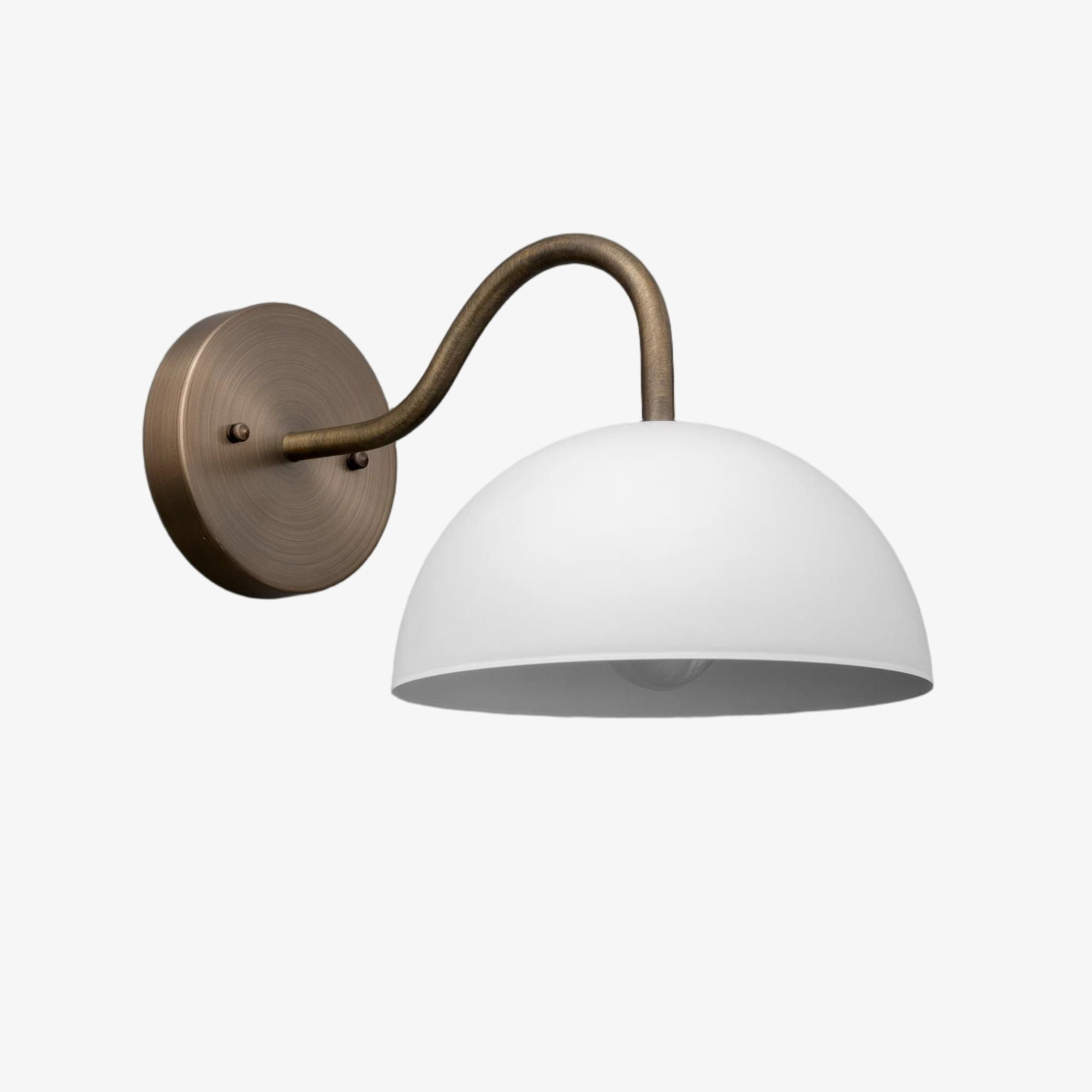 Curva Metal  Industrial Wall Sconce - Curved Brass Arm - Hammered Dome Light Fixture T408