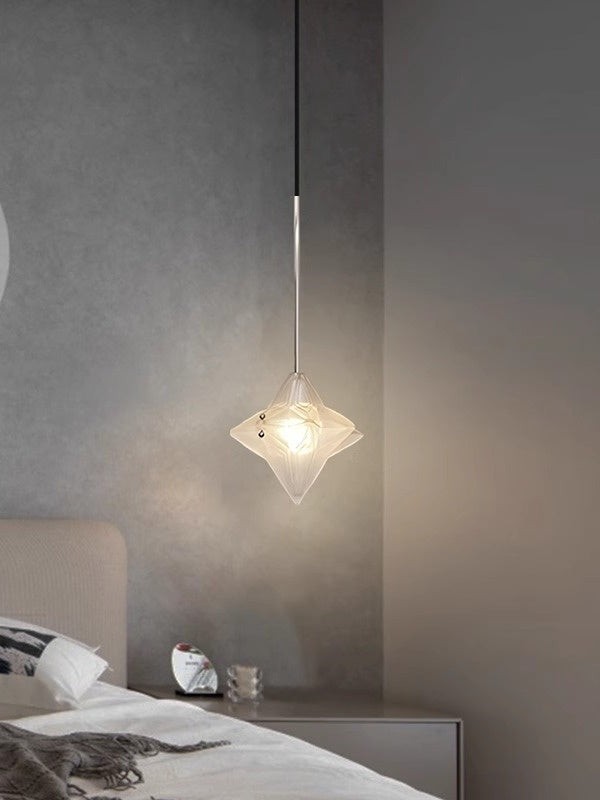 Art Deco Astris Elara Star Pendant Light - Frosted Glass Pendant with Geometric Style T434