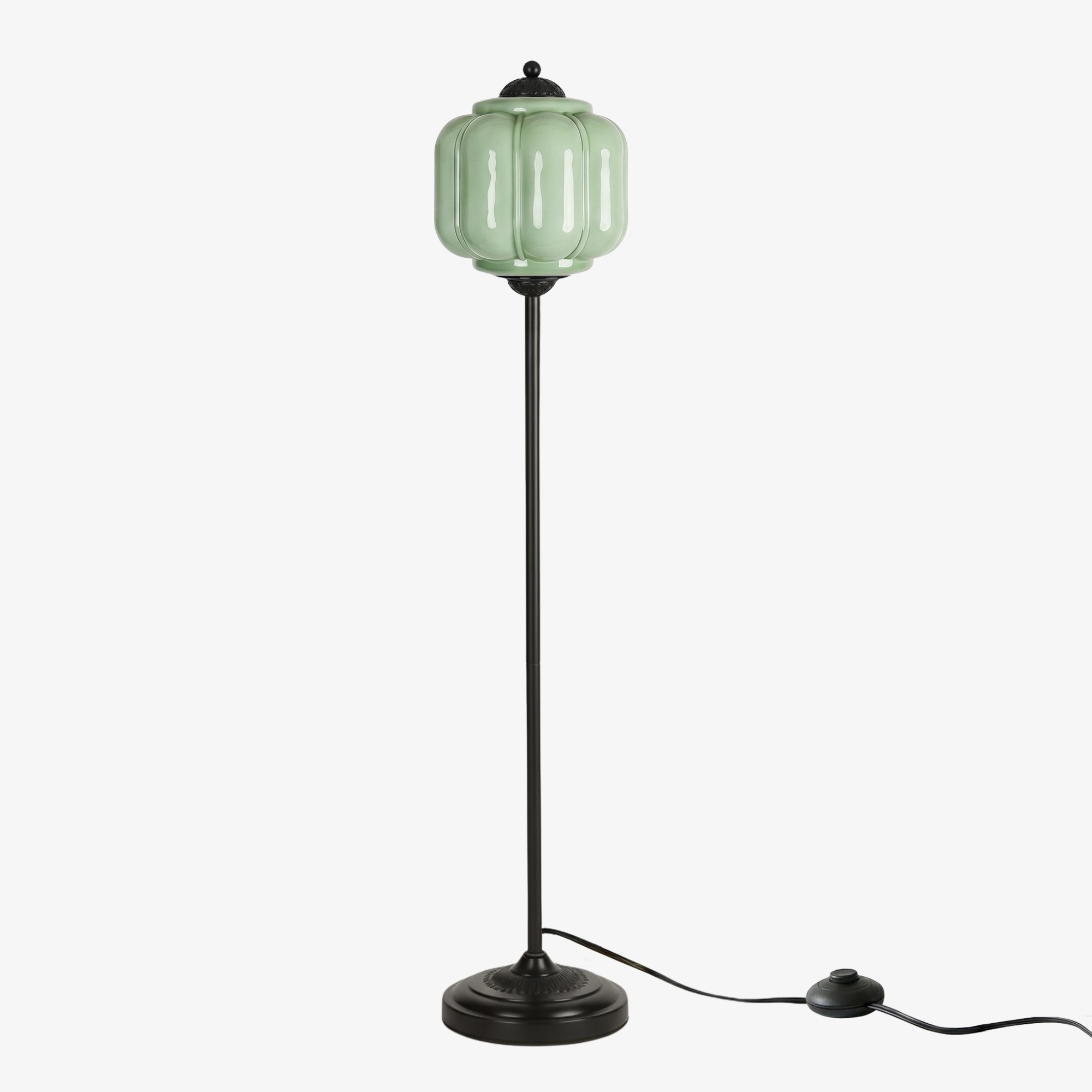 Eloise Pumpkin Glass Floor Lamp - Retro Lighting for Living Room T1169