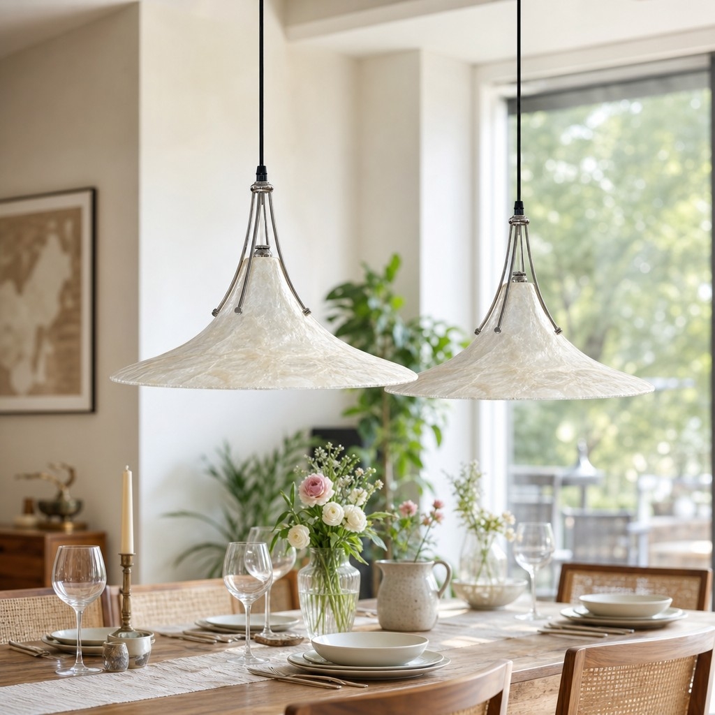 Lunavera Artistic Capiz Shell Hanging Light Contemporary Minimalist Hanging Lamp for Multiple Rooms T2199