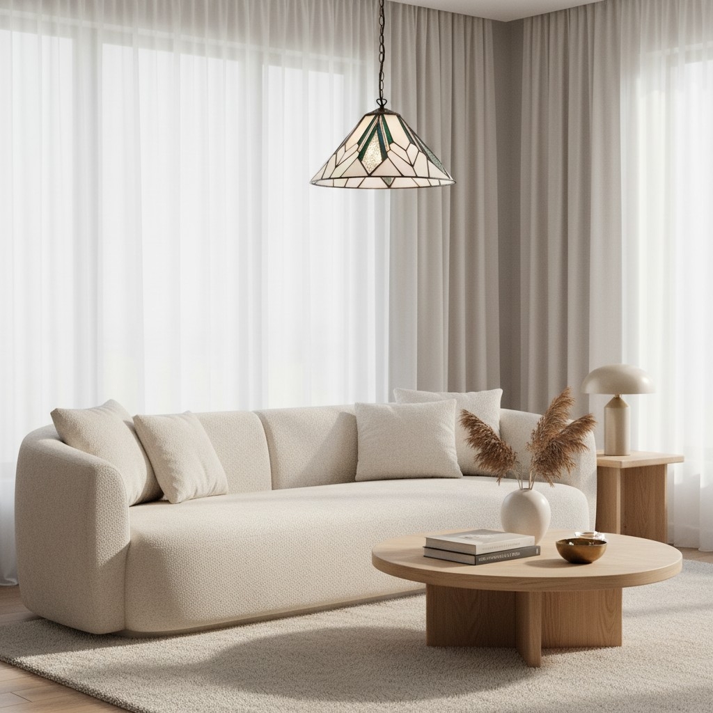 TF Astoria Tiffany Ceiling Pendant - Dimpled Geometric Glass Design for Living Room T1035