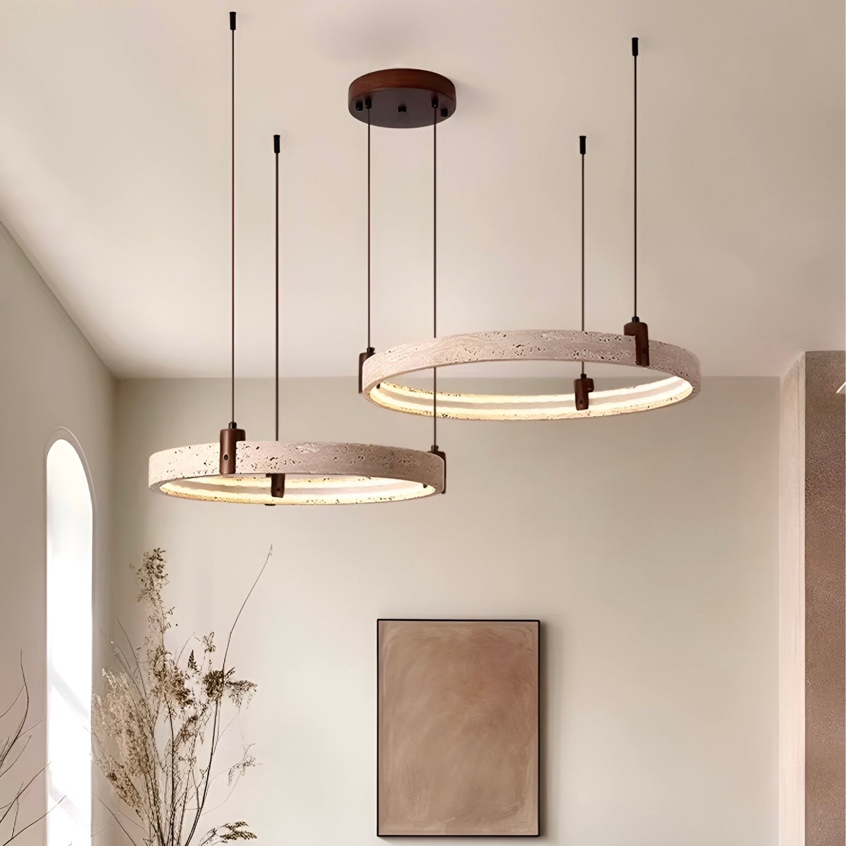 Simple Circular Travertine Pendant Lamp G29