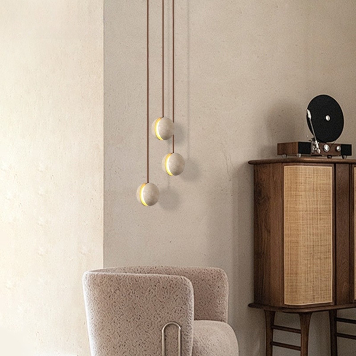 Contemporary Sandwich Shape Travertine Pendant Light S259