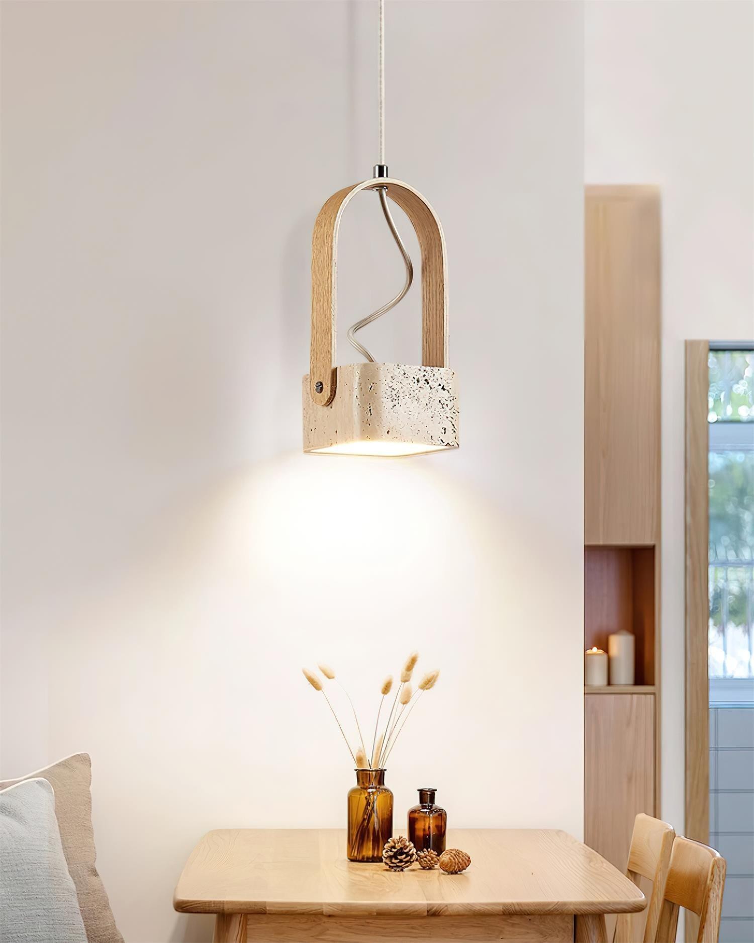 Geometric Yellow Travertine Pendant Lamp M267