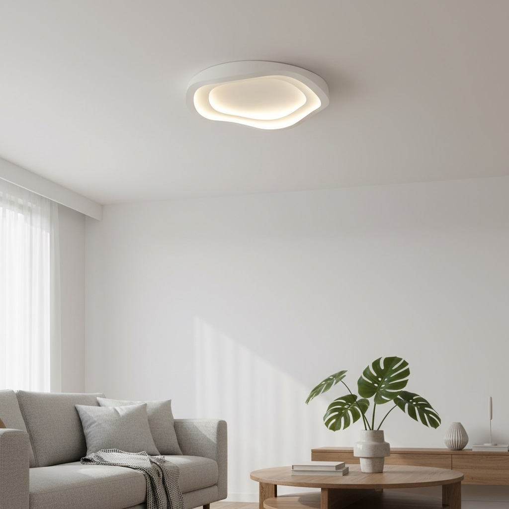 Aeris Elionis Ripple Pattern LED Ceiling Light - Minimalist Iron & Acrylic Flush Mount for Living Room T811