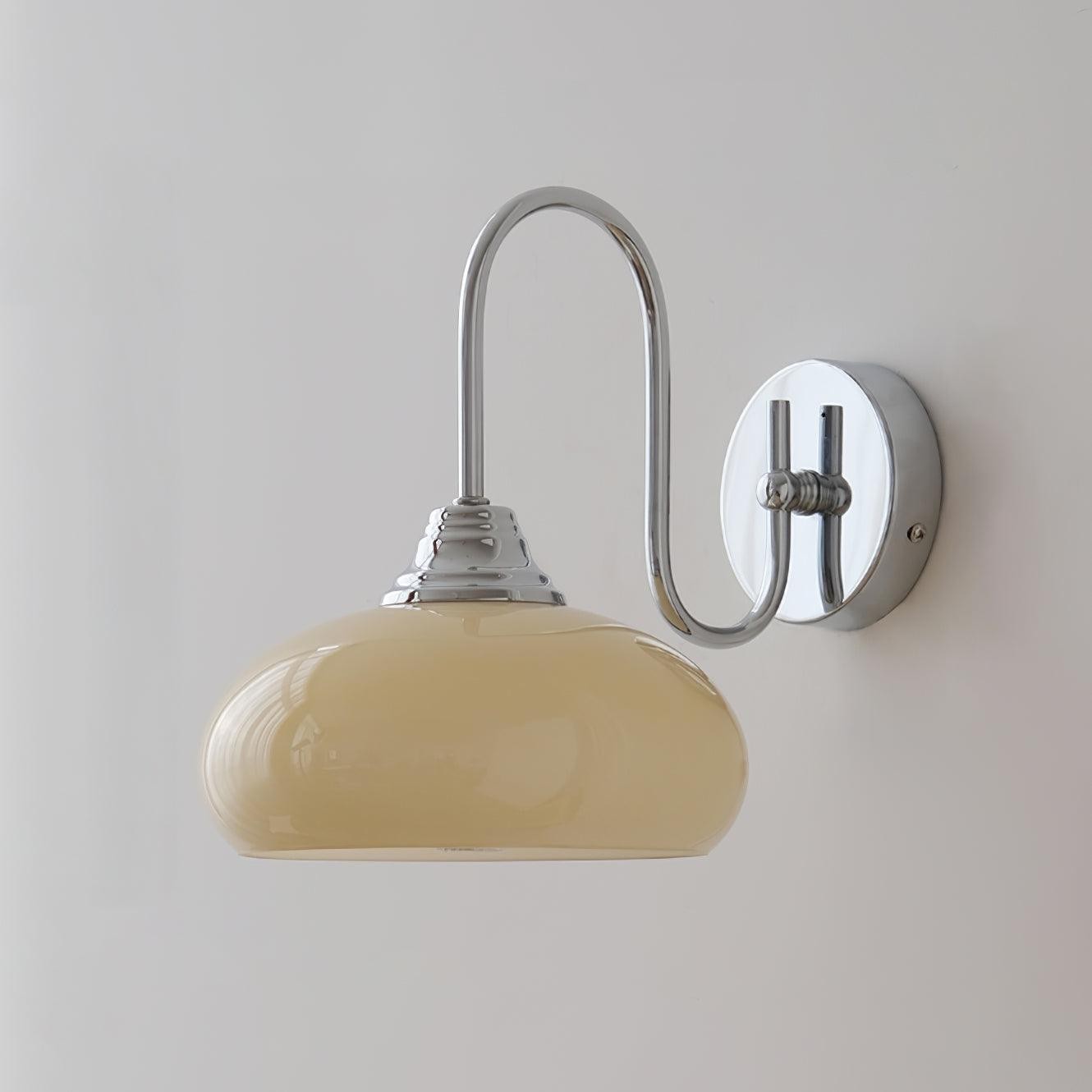 Bauhaus Wind Cream Glass Shade Metal Curved Pole Wall Sconce G45