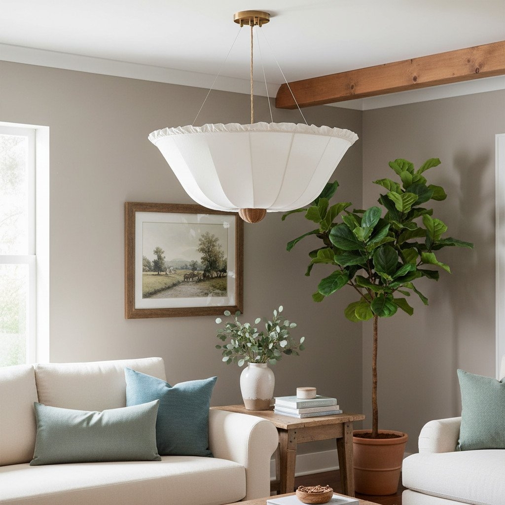 Wickara Fabric Woven Shade - Bohemian Flush Mount Ceiling Light T473