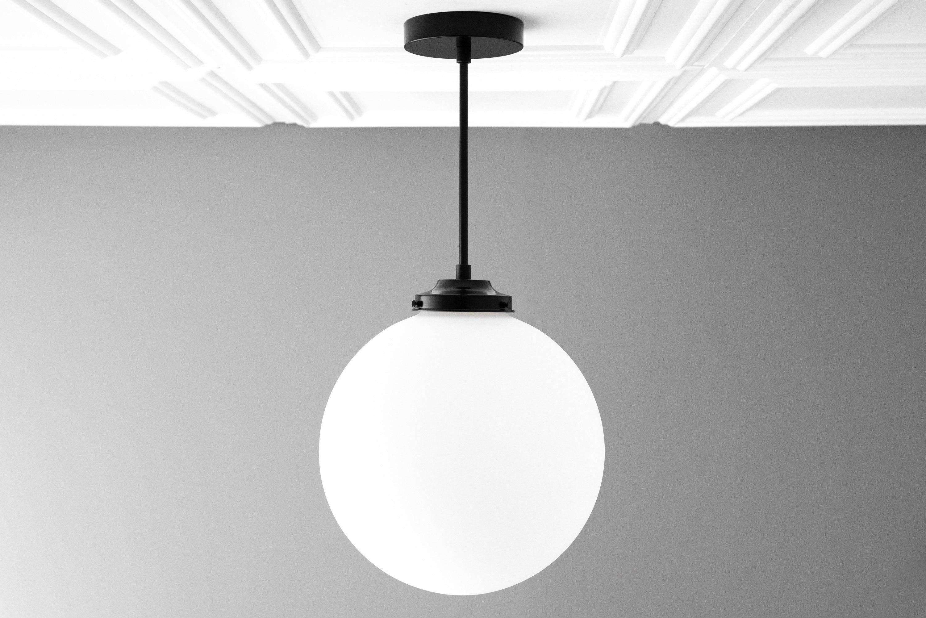 Glorica Glass 12 Inch Globe Ceiling Light - Frosted Glass Art Deco Pendant And Flush Mount T362