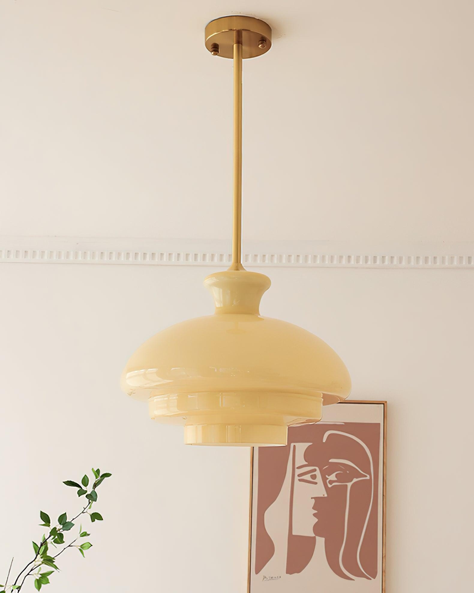 Round Yellow Stylish Simple Glass Pendant Lamp M520