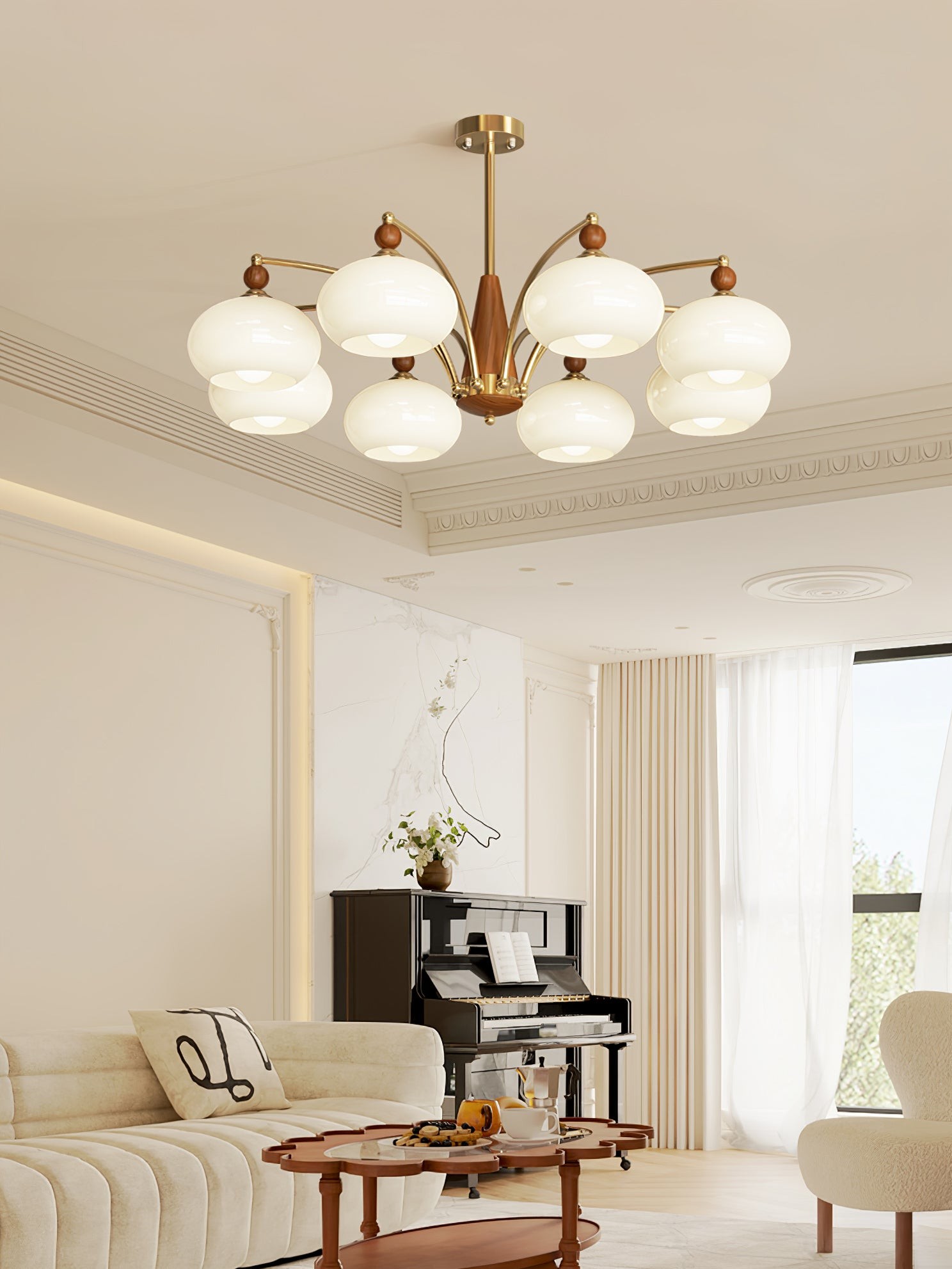 Vintage Multihead Persimmon Chandelier M325
