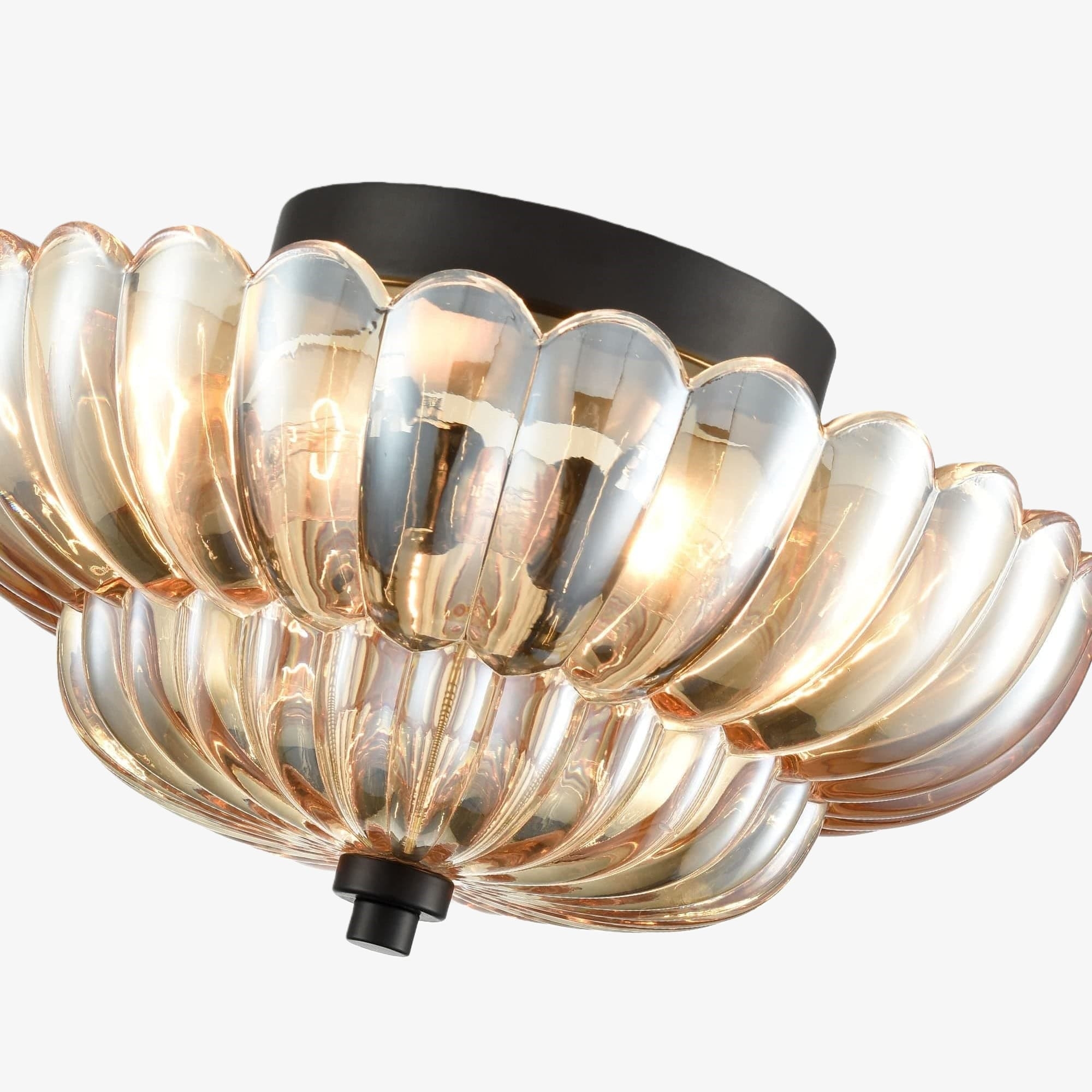 Orilanavo Vintage Inspired Umbrella Glass Semi Flush Light, Cozy Lounge Dining Area T1193