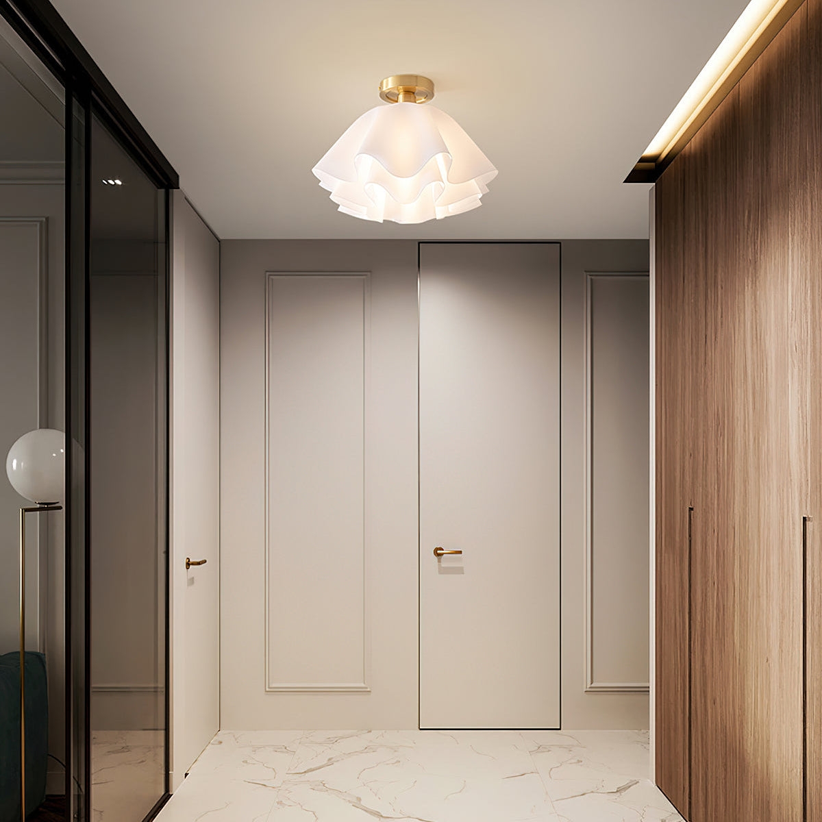 Lustra Pleated Retro Brass Acrylic Ceiling Light T2183