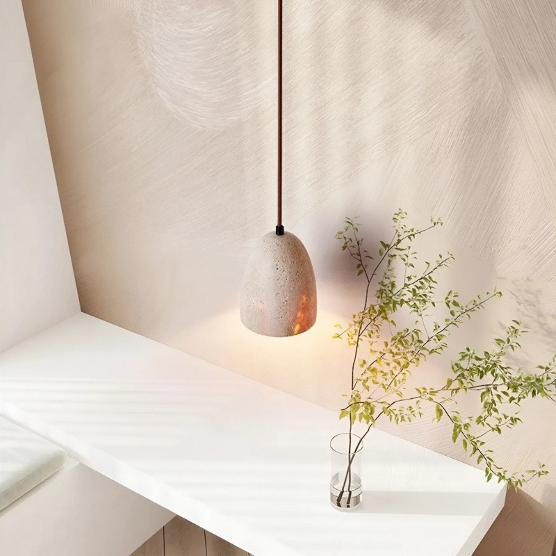 Natural Stone Pendant Lamp - Vintage Design for Dining Area S284