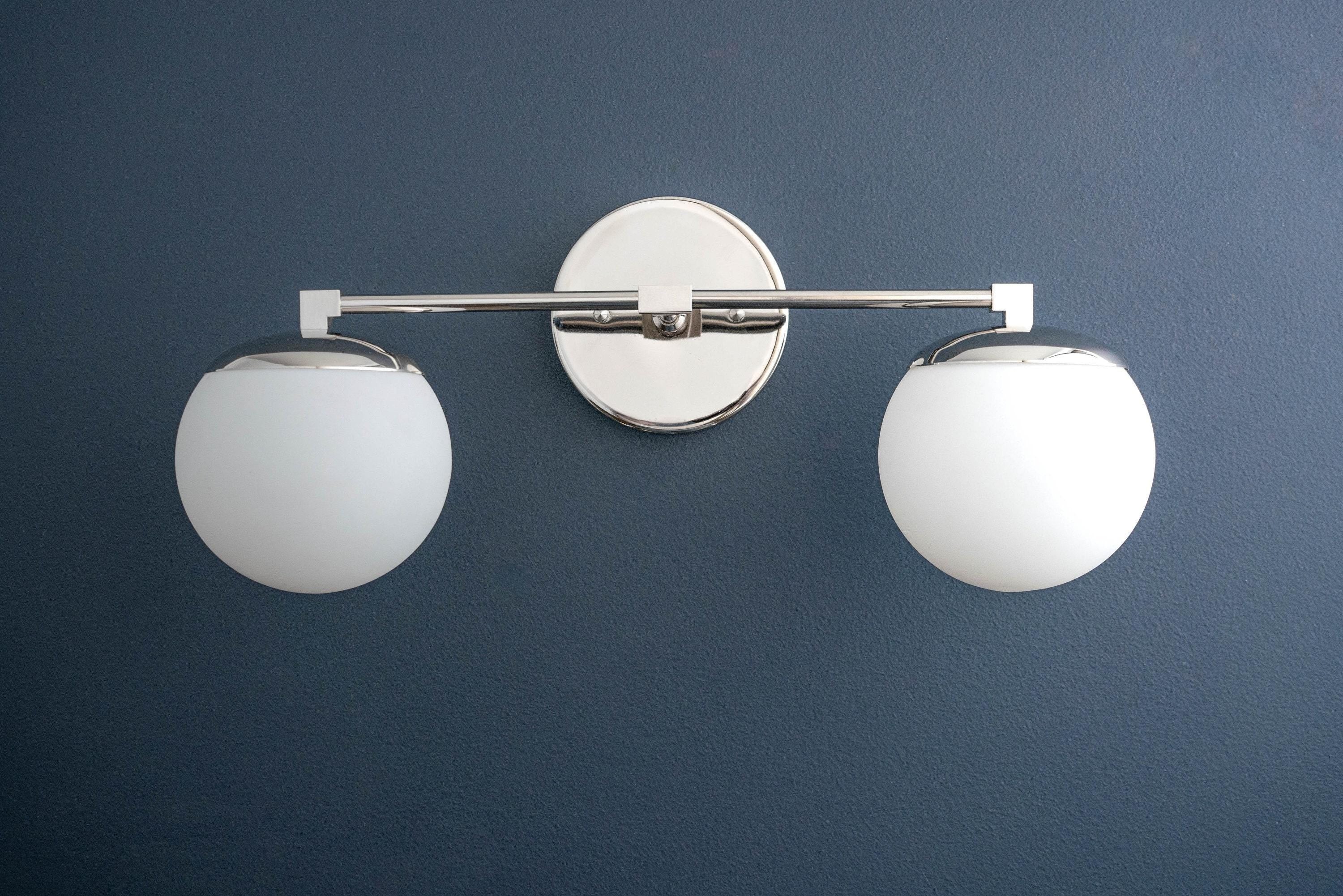 Glorica Glass Vanity Light - Art Deco Brass Wall Globe Fixture Modern T392