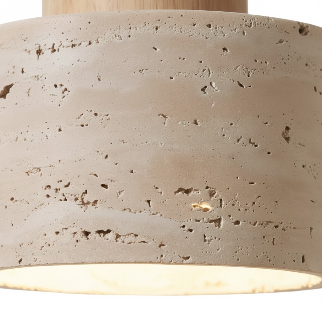 Travertine Modern Mini Pendant Light - Cylindrical Stone for Kitchen S412